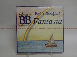 cod.art: bb26 - Mattonella in ceramica cm 30x30 con decoro e scritte personalizzate in base alla richiesta del cliente . 